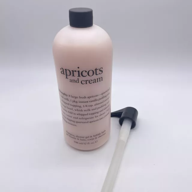 Philosophy Apricots And Cream Shampoo Shower Gel Bubble Bath 32 Oz With Pump