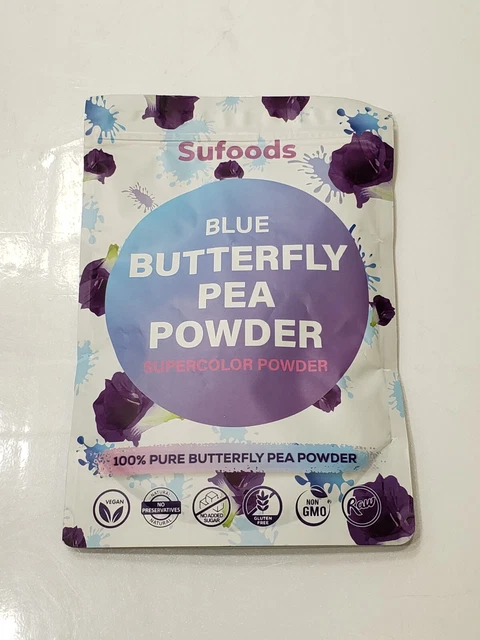 Sufoods Azul Mariposa Guisante Polvo Supercolor Polvo 100% Tinte Crudo Nuevo Sellado