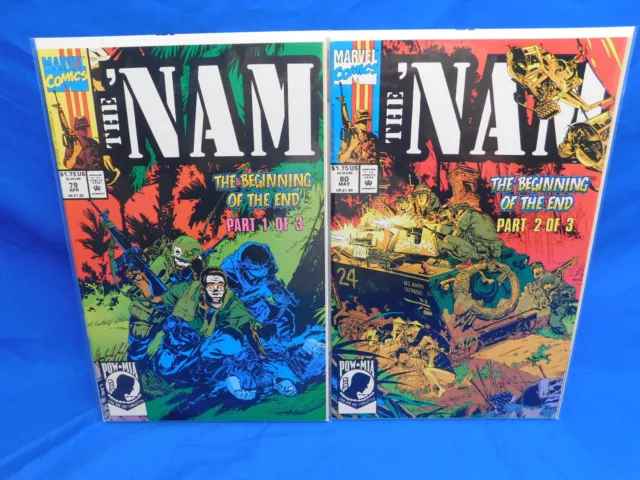 The NAM # 79 & 80 Lot MARVEL COMICS Vietnam War Copper Age  VF+