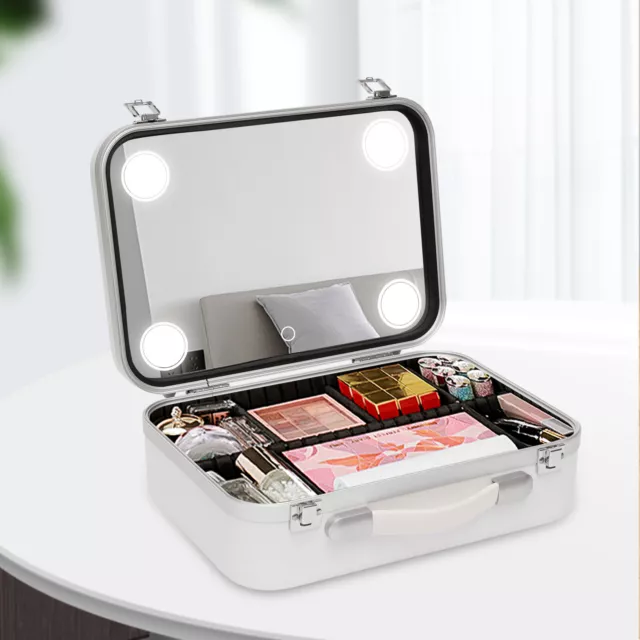 Large Folding Makeup Case Artist Box With Light+Mirror Cosmeti Jewelry Organizer