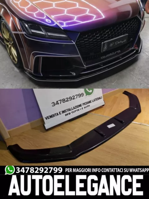 Splitter Anteriore Per Audi Tt Fv Mk3 2015+ Adatto A Paraurti Rs Nero Lucido Abs