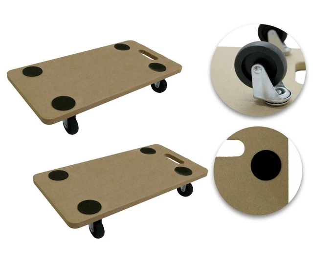 2X 200KG DOLLY Cart Trolley Wooden Wheeled Moving Platform Castor