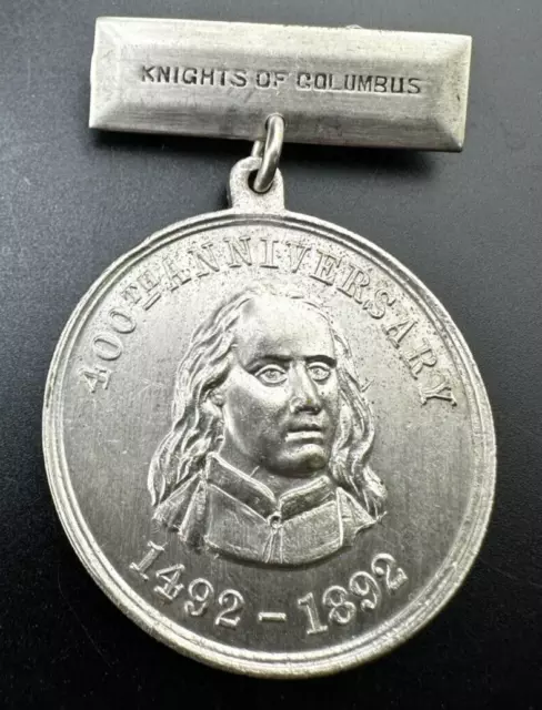 Rare Columbus 400Th Anniversary New Haven Knights Of Columbus Medal 1492 - 1892