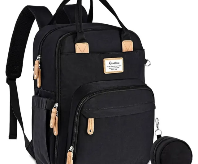 RUVALINO Backpack, Diaper Bag, Multifunction Travel Back Pack - BLACK