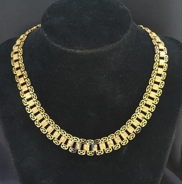 Antique Victorian Brass Bookchain Choker Collar Necklace Antique Victorian Brass Bookchain Choker Collar Necklace
