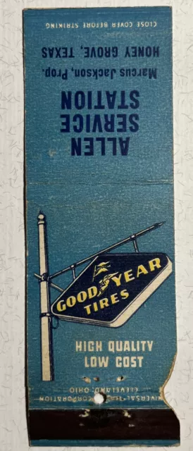 Old Matchbook Cover Goodyear Tires Allen Service Station Honey Grove, Texas #236