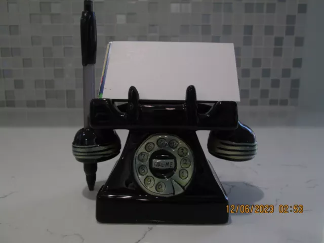 Vintage Business Card Holder - Ceramic Telephone Desk Collectible - RARE
