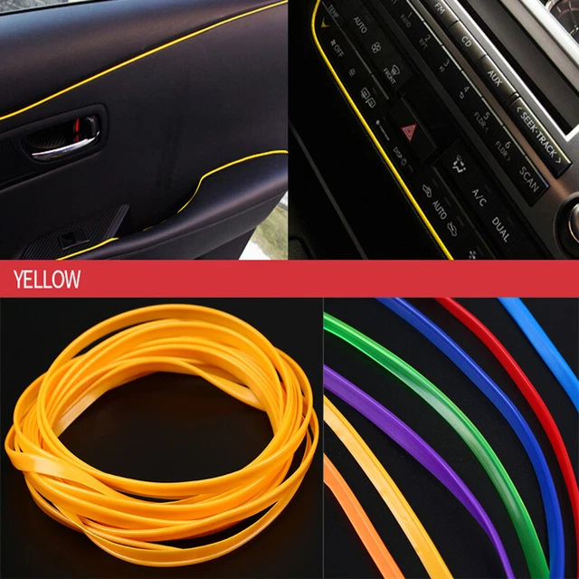 1x Yellow 5M Car DIY Interior Door Crack Edge Line Molding Trim Strip Decorative