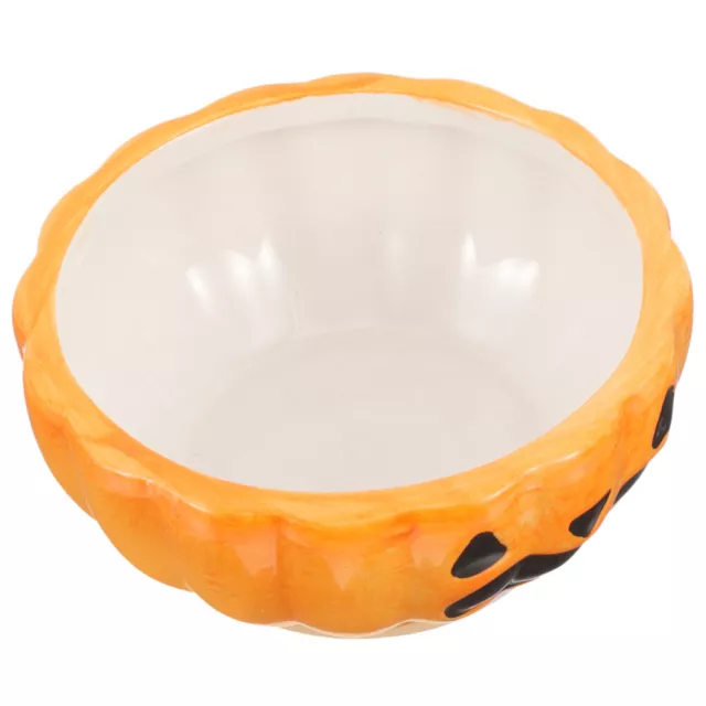 Small Ceramic Halloween Pumpkin Hamster Bowl for Small Animals-NP