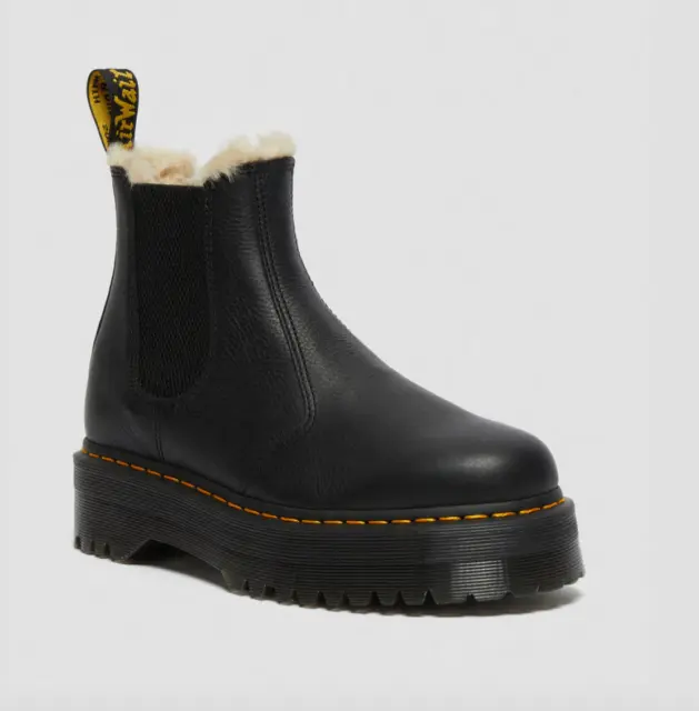 Dr Martens 2976 Quad Fur Leather Platform Boot - Women's 8 [39] ~ $210 Black