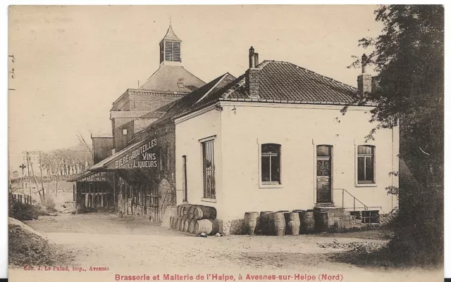 59 - brasserie malterie de l'helpe à avesnes sur helpe - cpa dos publicitaire 