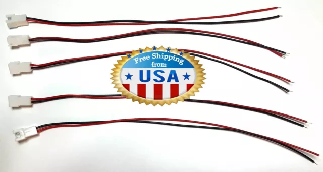 NUEVO -5 Mini Micro JST 2.54 XH 2 pines FMALE Conector Enchufe con 200 mm 26 cables AWG 2