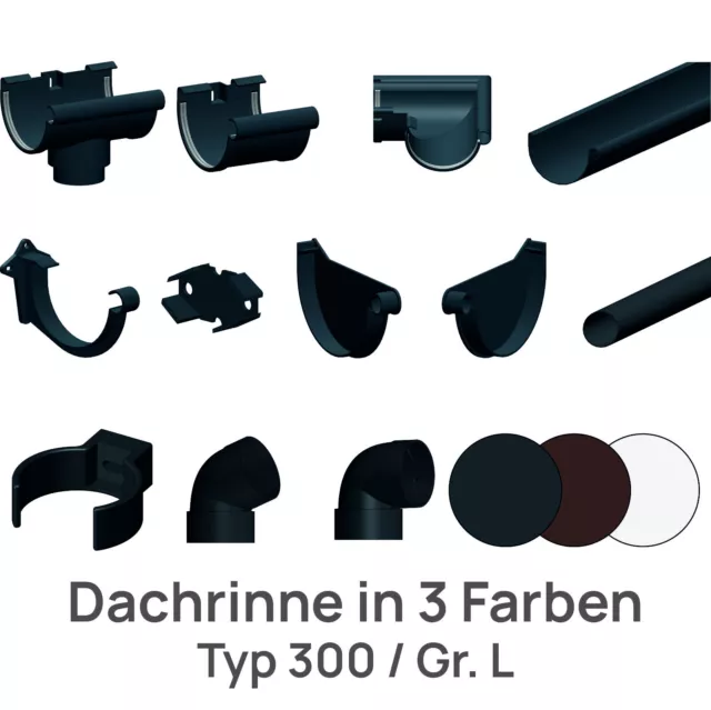 Dachrinne Regenrinne Typ300 | Fallrohre und Zubehör DN60 | Kunststoff PVC