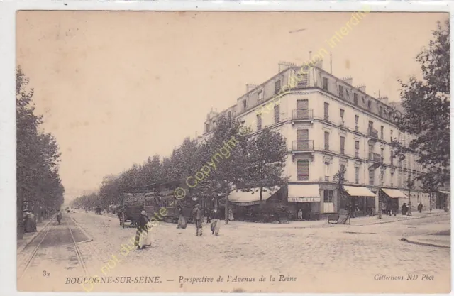 CPA 92100 Boulogne On Seine Avenue Of La Queen Buvette Tramway Edit ND ca1905