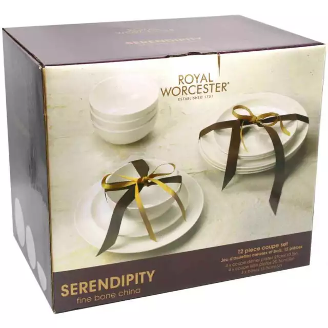Royal Worcester Serendipity Dining Set 12 Piece Coupe Fine Bone China