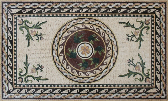 Alfombra de mosaico mármol patrones romanos diseño artístico 55x33 pulgadas