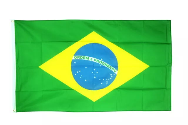 Brazil Flag Large 5 x 3 FT - 100% Polyester With Eyelets - South America