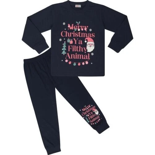 Bambine Natale Pigiama Navy Ya Filthy Animale Set Lounge Abito 2-13