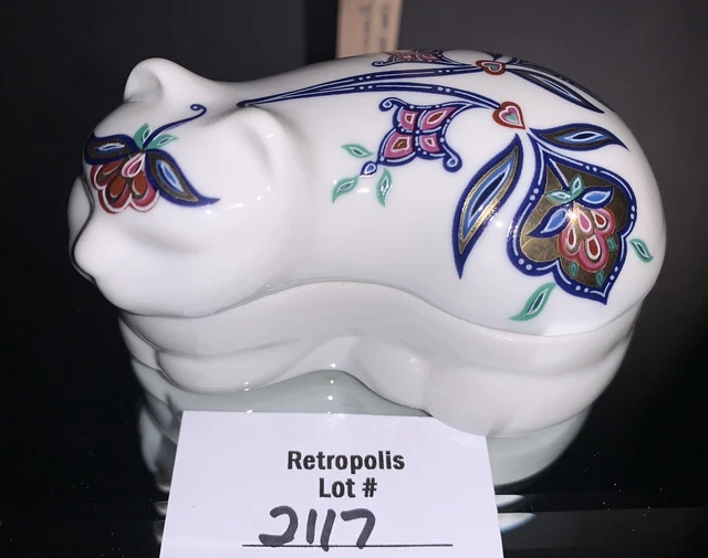 Elizabeth Arden Byzantium Cat Kitty Ceramic Trinket Box Dish Candle Holder