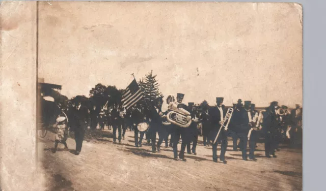 MARCHING BAND chapman quarries pa real photo postcard rppc pennsylvania parade