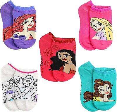 Disney Princess Ariel,Moana & Belle 5 O 10-Pack Basso Cut Invisibile Calzini Età