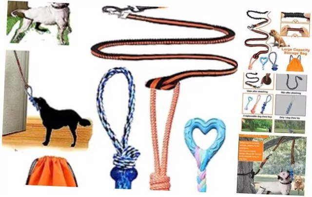Outdoor Dog Toys, Tug Toy for Dogs, Spring Pole Outdoor Orange with 3 toys