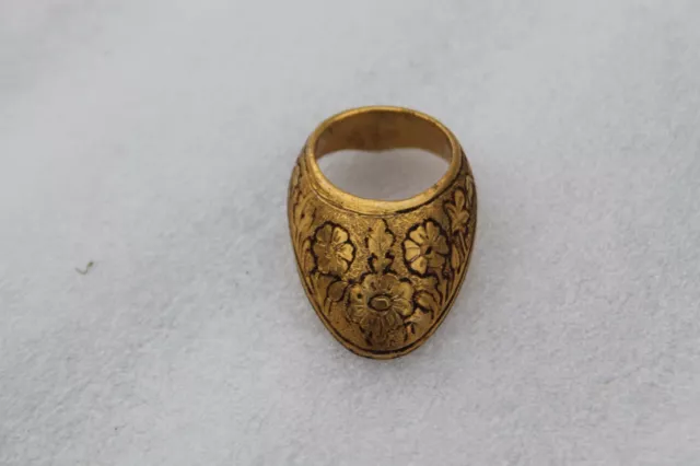 old Mughal Islamic ottoman gold damascened archery's thumb ring no bow shooting 2