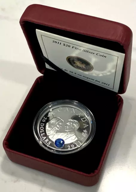 2011 Proof Canada 999 Silver Dollar Coin Prince William & Kate Marriage In Case