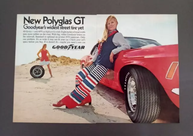 1970 Mustang Boss 302 Goodyear Polyglas GT  2 pg original magazine auto ad print