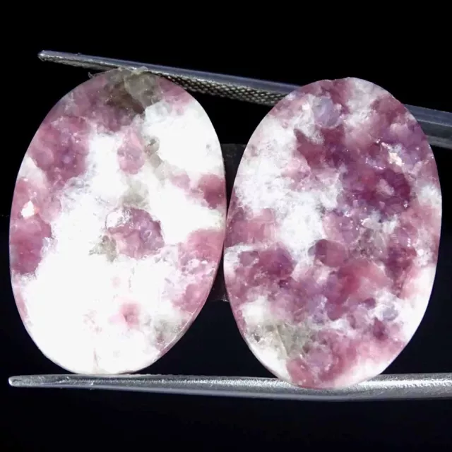 27.60Cts Natural Lepidolite Cabochon Pair Oval Gemstones