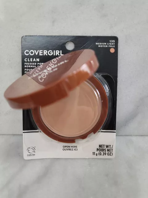 1 CoverGirl Clean Pressed Powder 135 Medium Light, Free Shipping