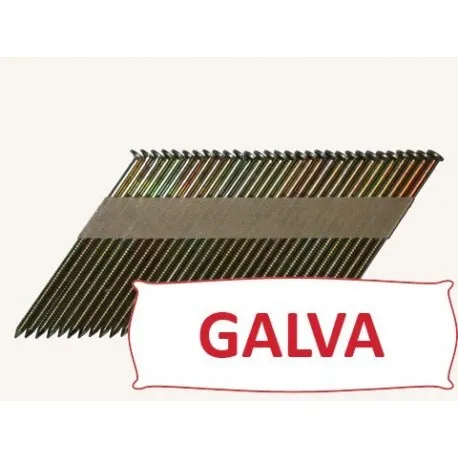 Pointes 34° crantées GALVA 2.8x70 boite de 2200 SANS gaz