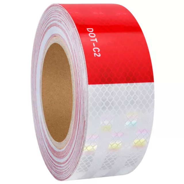 Reflective Safety Tape 2In x 32Ft, DOT-C2 Red/White Reflector Strip Outdoor f...