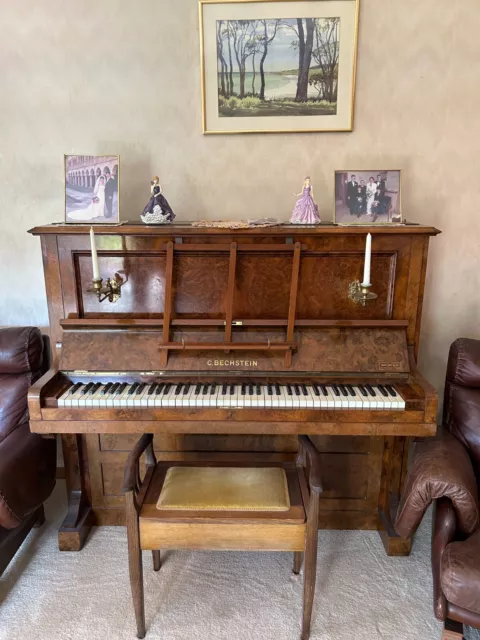 C. Bechstein Upright Piano and Piano Stool in excellent condition.