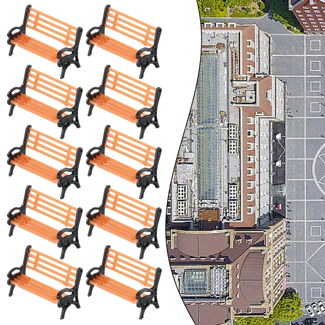 Healifty 10 Pcs Bancs Miniatures Modèle Mini Parc Bancs 1:50 Et 1: 100 Échelle Banc Chaise Pour Fée Jardin Modèle Train Paysage Ferroviaire Mise En Page Maison De Poupée