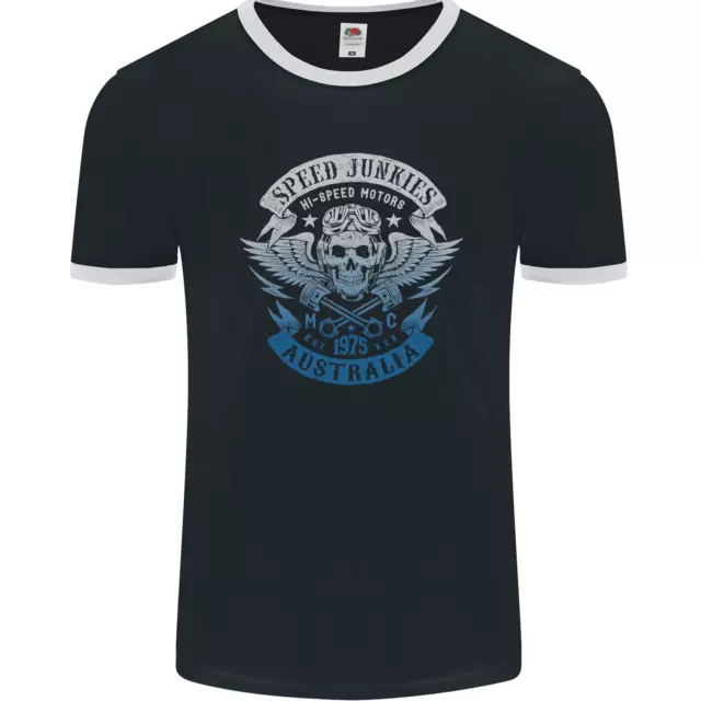 Australia Speed Junkies Biker Motorcycle Mens Ringer T-Shirt FotL