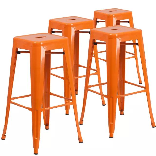 Flash Furniture Commercial Grade 30" High Backless Orange Metal Indoor-Outdoor