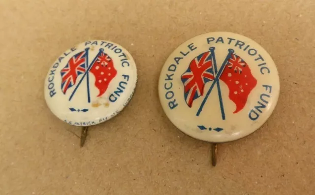 Ww11 Aif Australian Rockdale Patriotic Fund Button Day Badges 2 Sizes