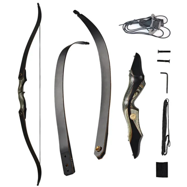 60" Takedown Recurve Bow 30-50lbs Limbs Wooden Bow Archery Hunting  Target Shoot