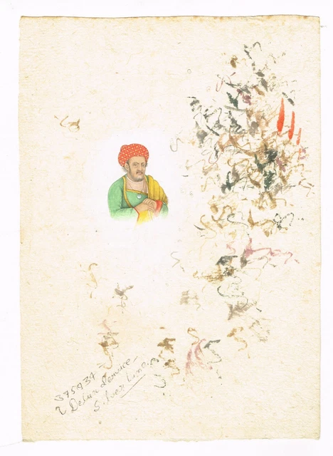 Main Peint Indien Peinture Miniature Portrait De Vieil Homme Sur Papier Fine Art