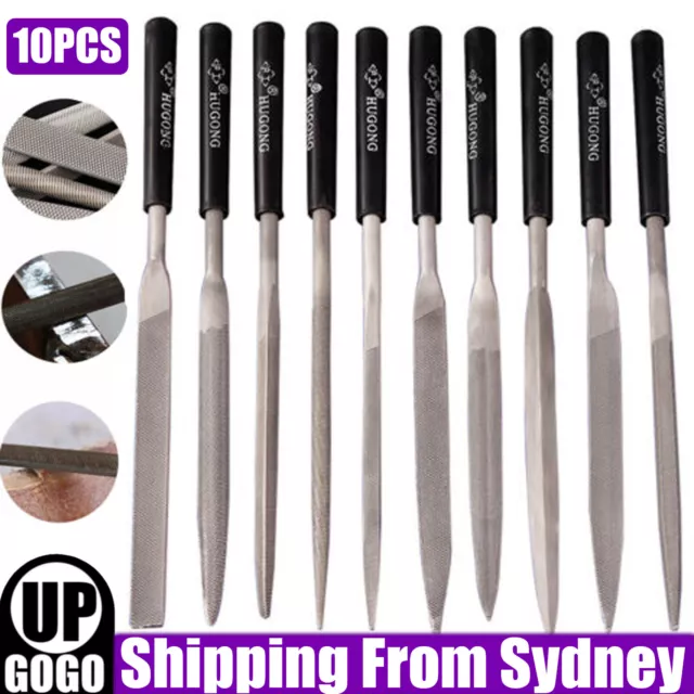 10-Piece Diamond Mini Needle File Set 160mm x 4mm For Metal Jeweler Wood Carving