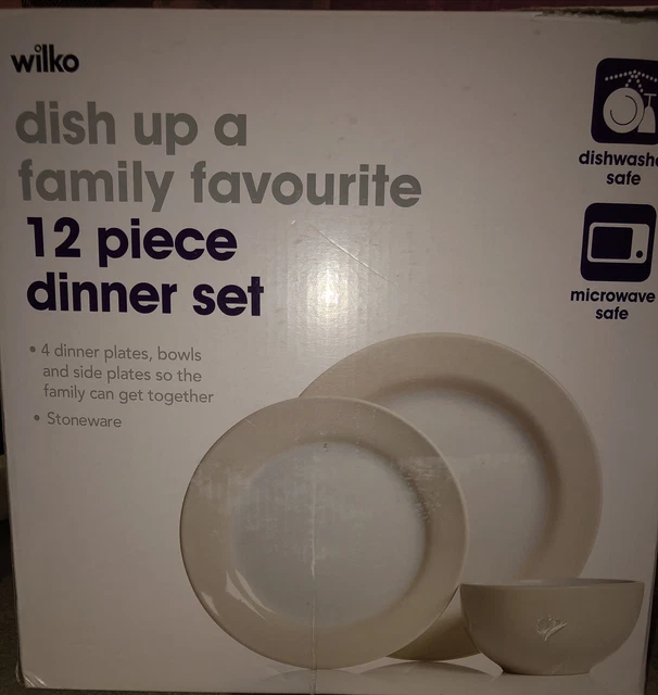 WILKO 12 PIECE Dinner Set Cream Colour Used 9.99 PicClick UK