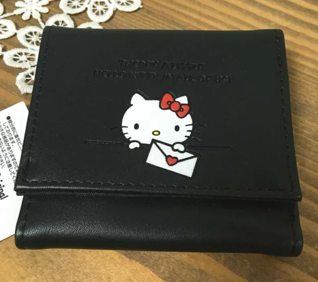 Sanrio Hello Kitty Ladies Tri-fold Wallet Coin case(Black) wz/tag Lovely Rare