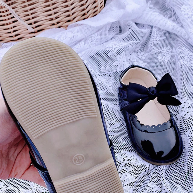 Scarpe Bambino Bambini Bambine Fiocco Spagnolo Matrimonio Piatto Festa Brevettato 4-8 12