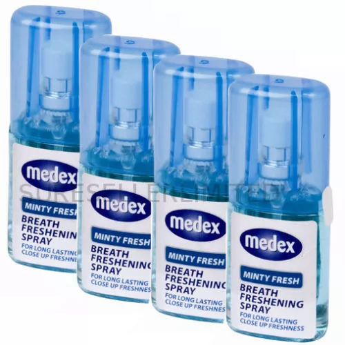 X 4 MEDEX QUALITÉ SUPÉRIEURE 20 ml COMME NEUF SPRAY BOUCHE À SOUFFLE FRAIS MAUVAISE HALEINE NUZ1