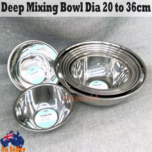 Stainless Steel Deep Mixing Bowl kitchen Outdoor Dining Picnic Camping Bowls