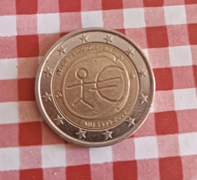 PIÈCE DE 2 euros RARE, Bonhomme UEM 19992009 Belgique, bon état EUR