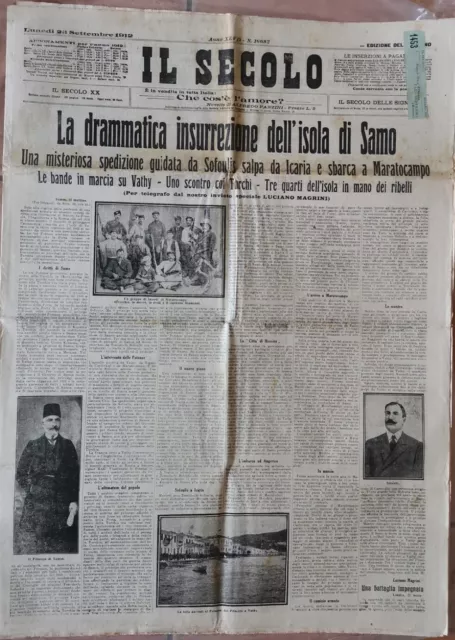 Quotidiano Il Secolo - Gazzetta di Milano 23 settembre 1912