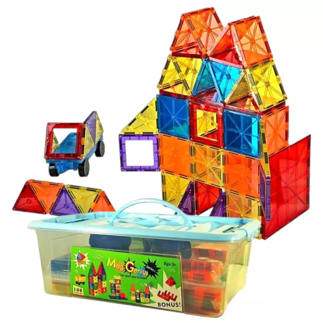 Mag-Genius Magnet Tiles Award Winning Building Magnetic Toy Storage Container