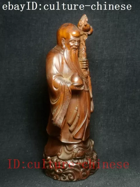 H 6.2 in Chinese boxwood handmade god of longevity Statue Decoration Collection 2